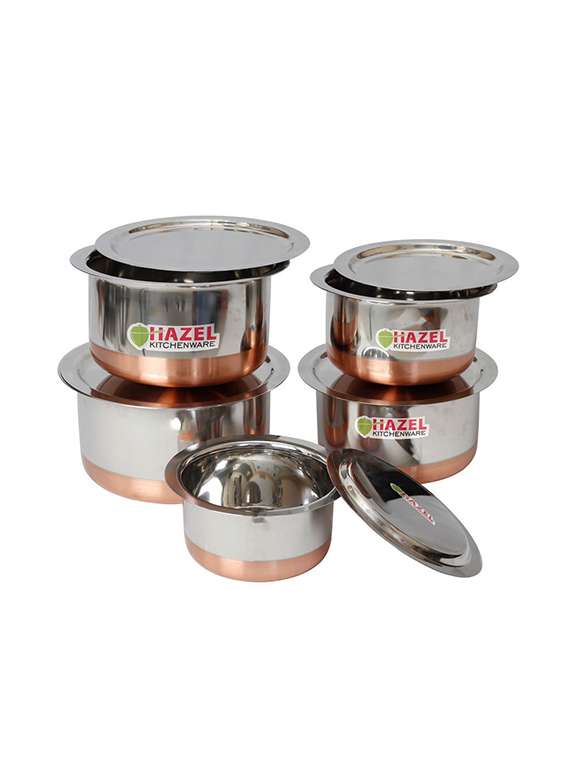 copper bottom tope with lid - 5 pcs set