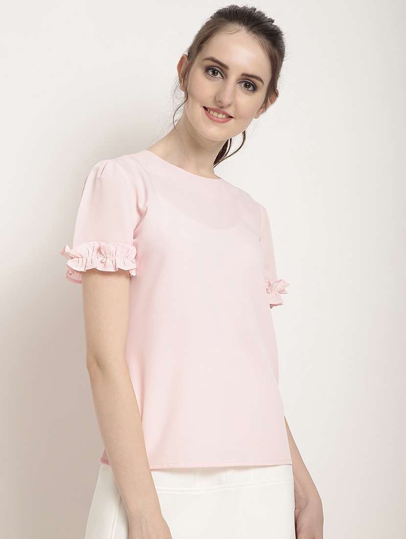 rosewater pink frilled detail top