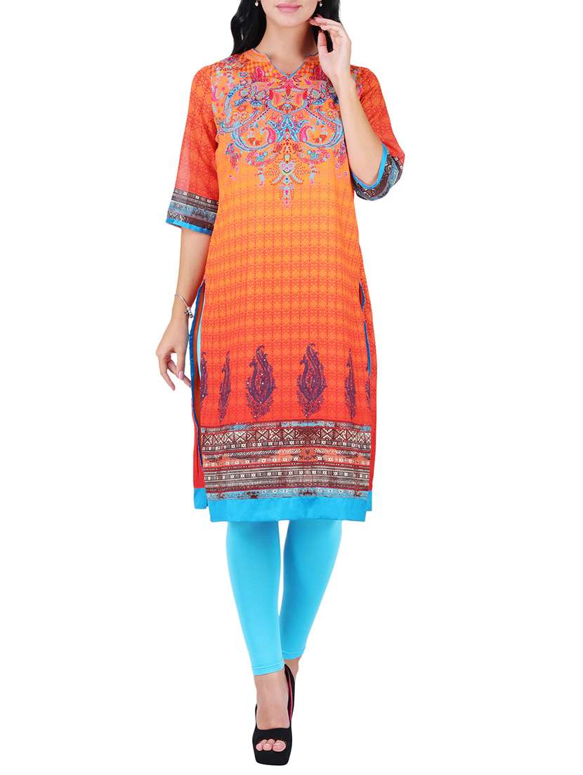 straight printed kurta