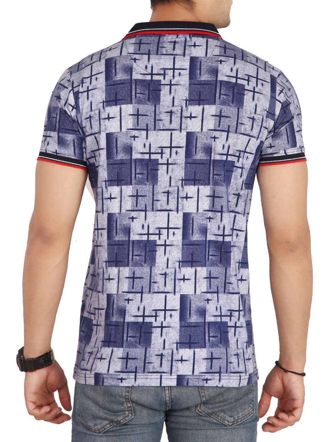 blue printed polo t-shirt - 15576704 -  Standard Image - 2