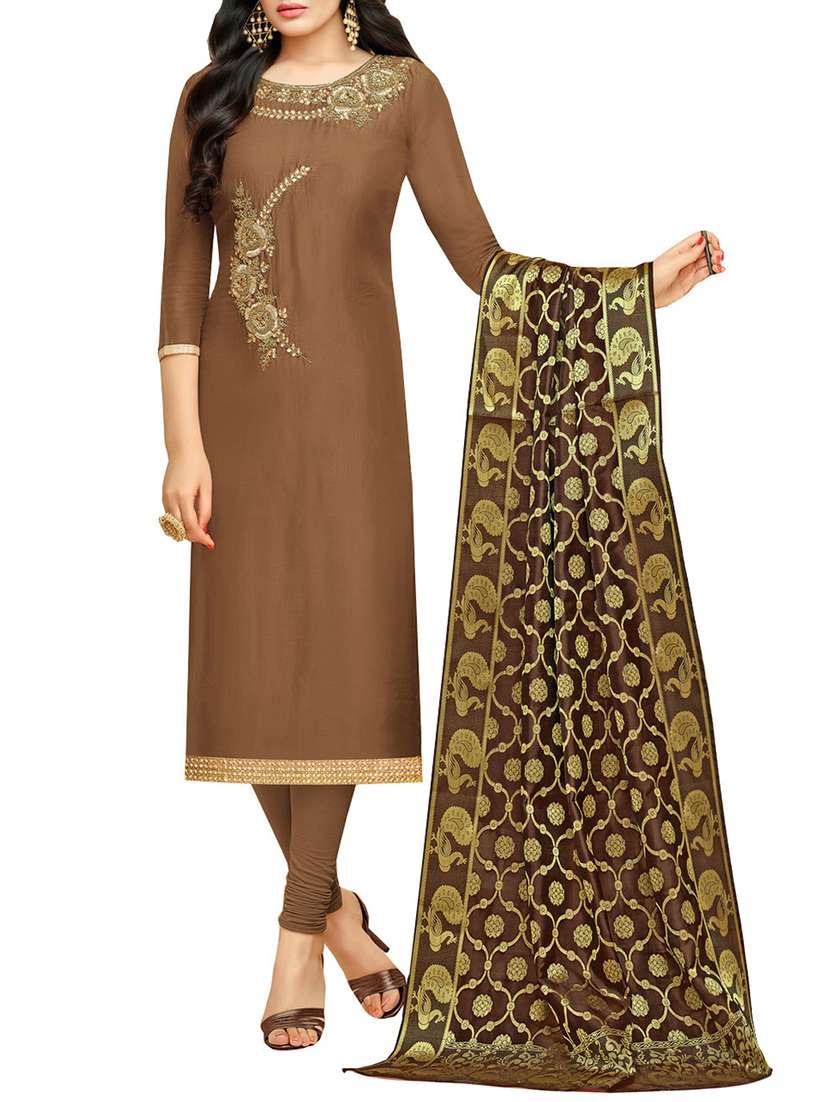 embroidered unstitched churidaar suit