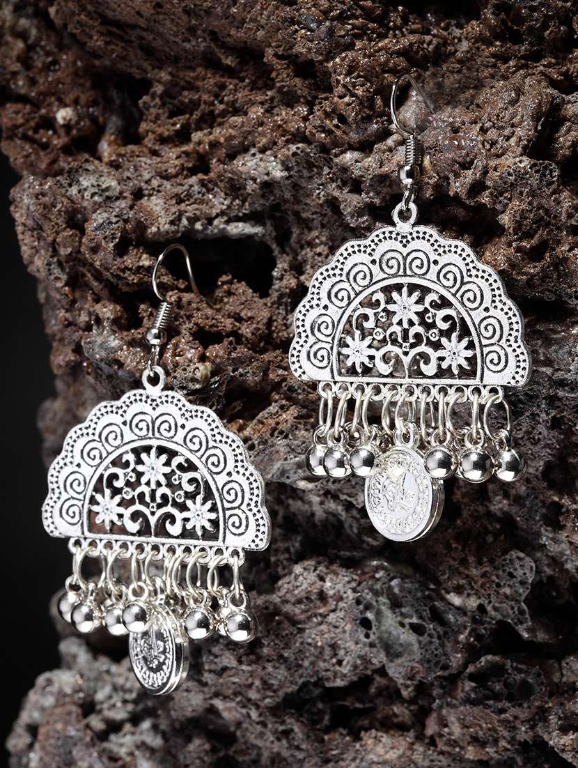 silver tone tribal earrings
