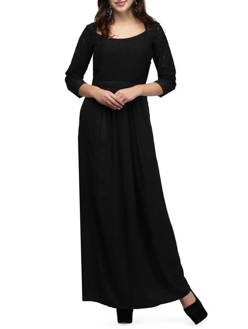 scoop neck laced panel maxi dress - 15579826 - Standard Image - 0