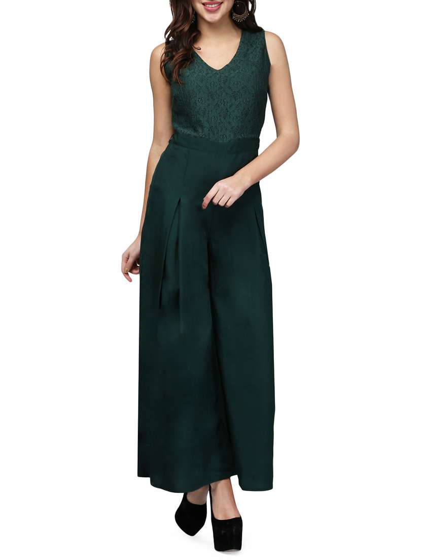 floral lace pleated jumpsuit