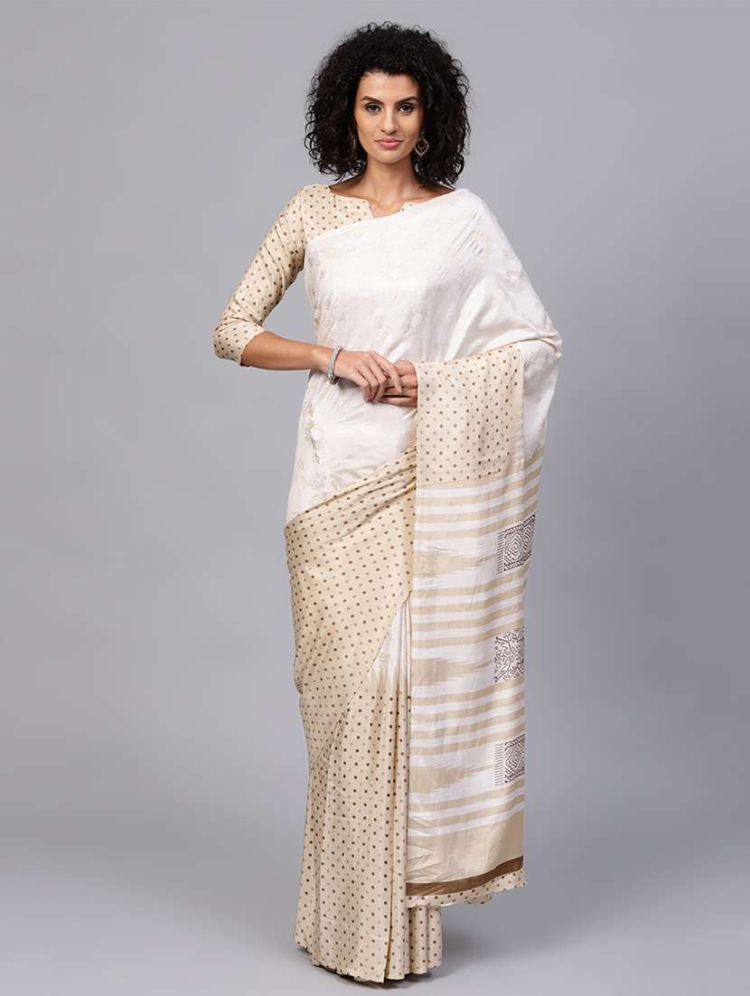 polka dots foil printed saree with blouse
