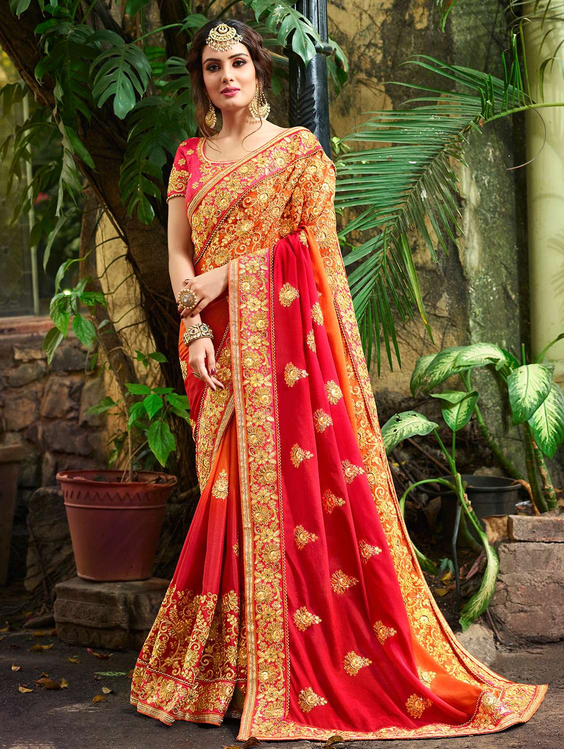 zari embroidered saree with blouse