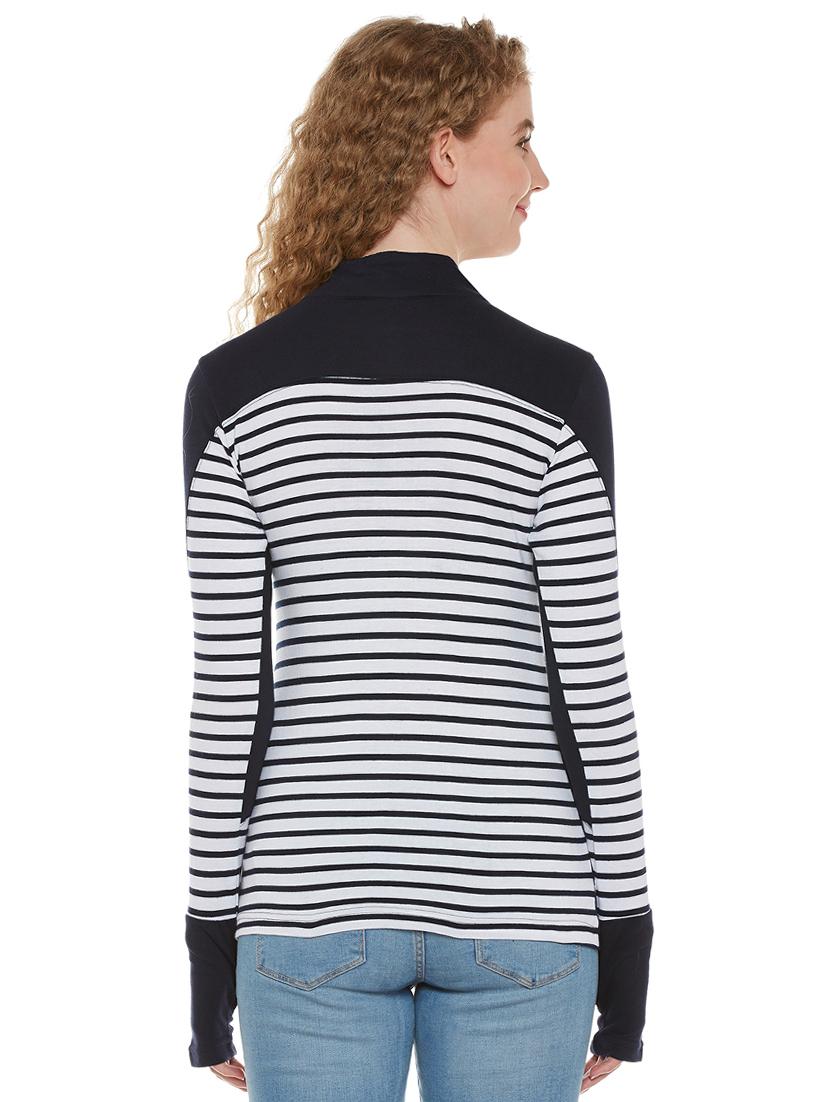 zipper detail striped top - 15581547 - Standard Image - 2