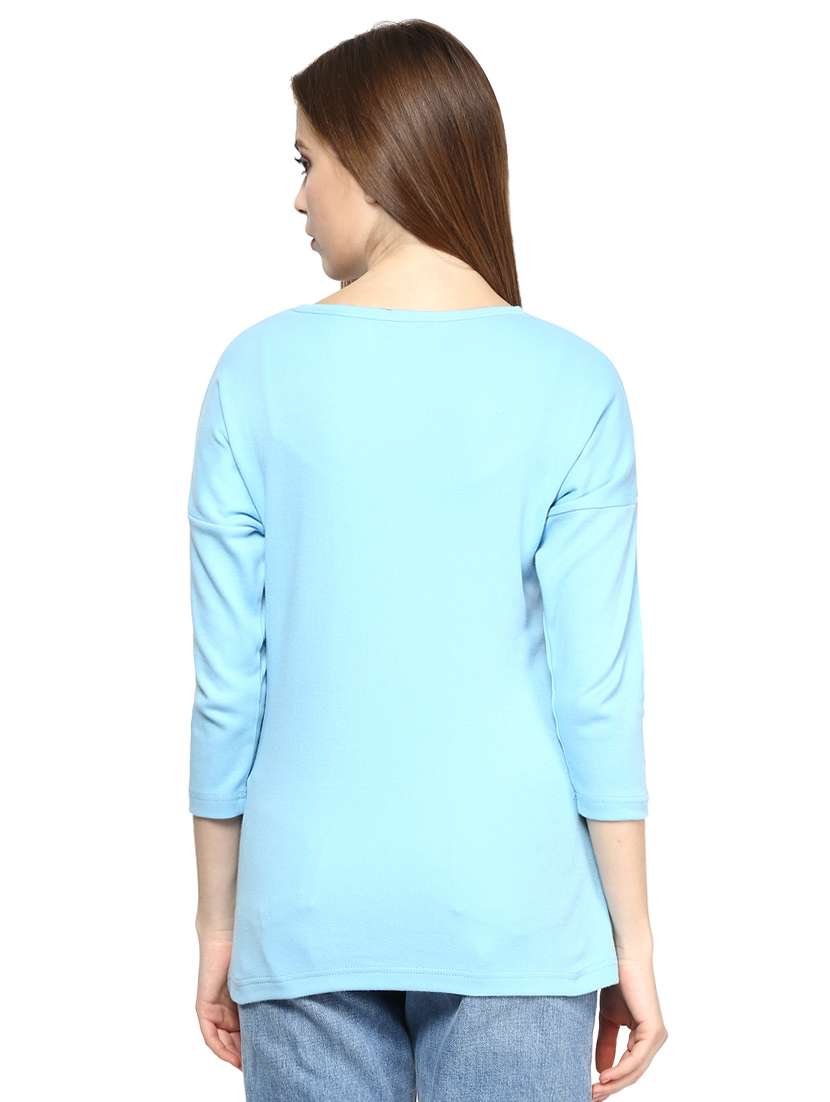 drop shoulder round neck top - 15581561 - Standard Image - 2