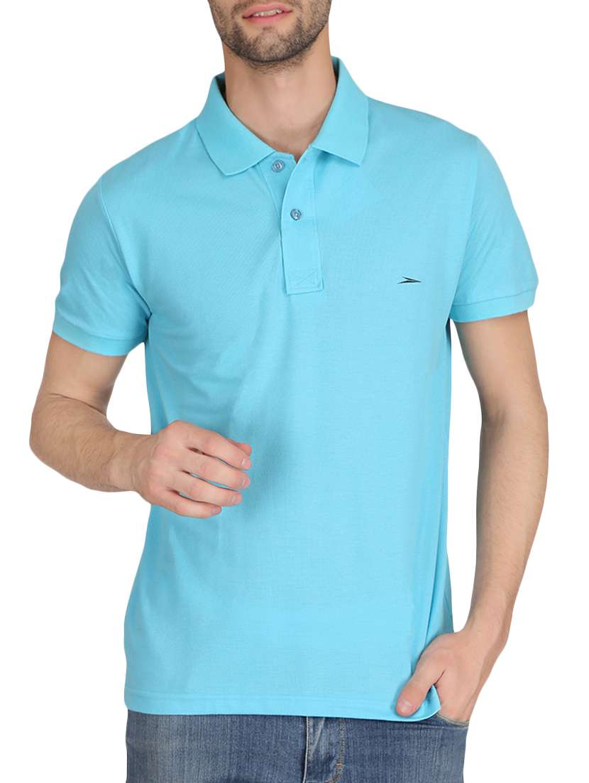 aqua blue cotton polo t-shirt