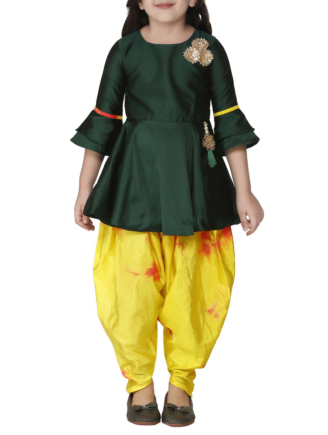 green silk blend  suit set