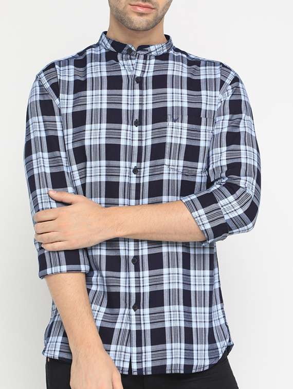 navy blue cotton casual shirt