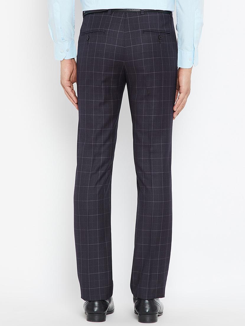 navy blue polyester blend flat front formal trouser - 15583053 - Standard Image - 2