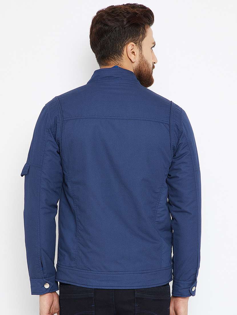 blue solid casual jacket - 15583063 -  Standard Image - 2