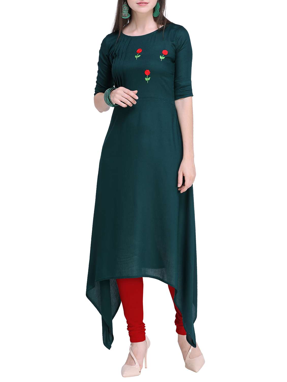 asymmetric embroidered kurta