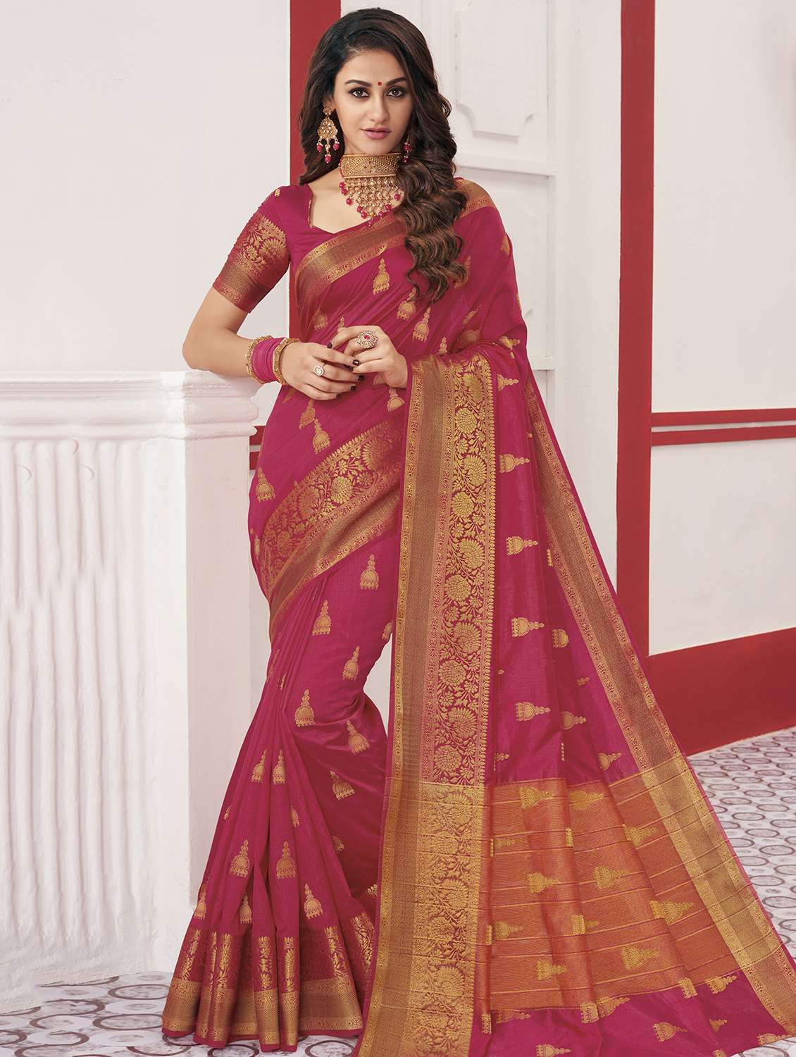 zari conversational woven saree with blouse
