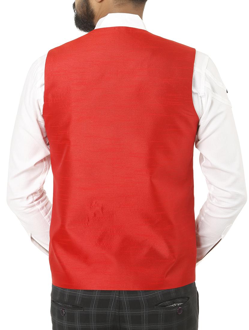 red dupion silk waist coat - 15583985 - Standard Image - 2