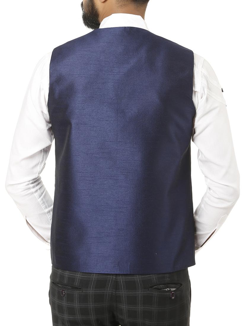 dark blue dupion silk waist coat - 15583988 - Standard Image - 2