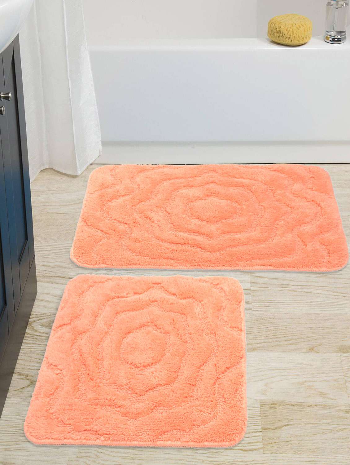 soft cotton anti slip bathmat set with contour- (45x60 cm & 45x50 cm)