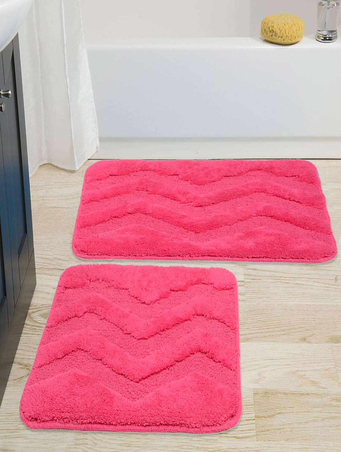 soft cotton anti slip bathmat set with contour- (45x60 cm & 45x50 cm)