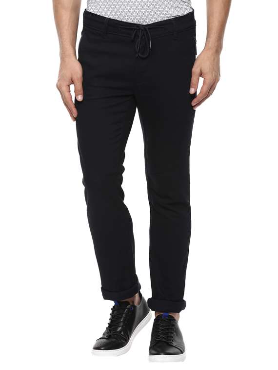 blue cotton blend chinos casual trouser