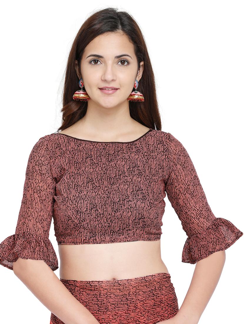 ditsy floral printed saree with blouse - 15589439 - Standard Image - 2