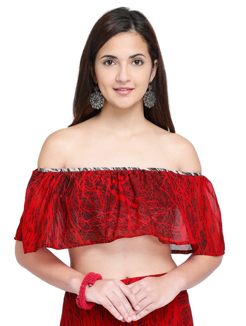 abstract printed saree with blouse - 15589445 -  Standard Image - 2