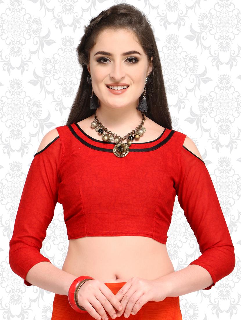 contrast bordered saree with blouse - 15589492 - Standard Image - 2