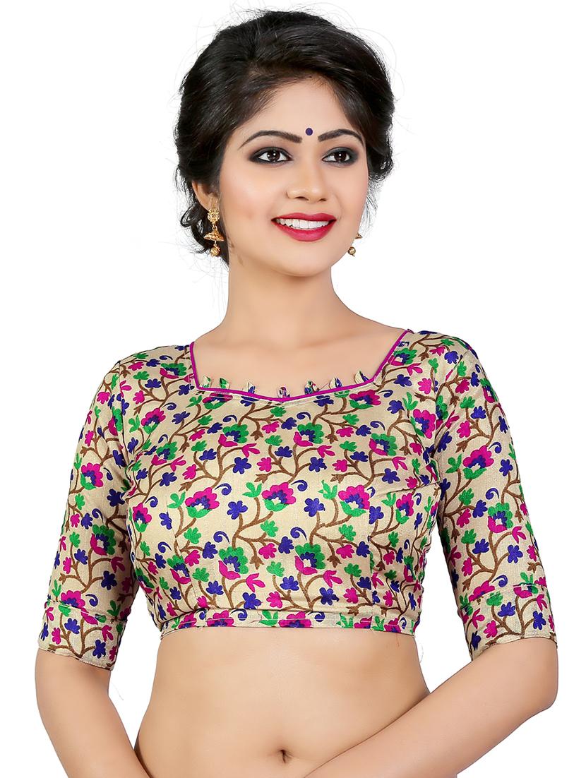 floral lace bordered saree with blouse - 15589508 - Standard Image - 2