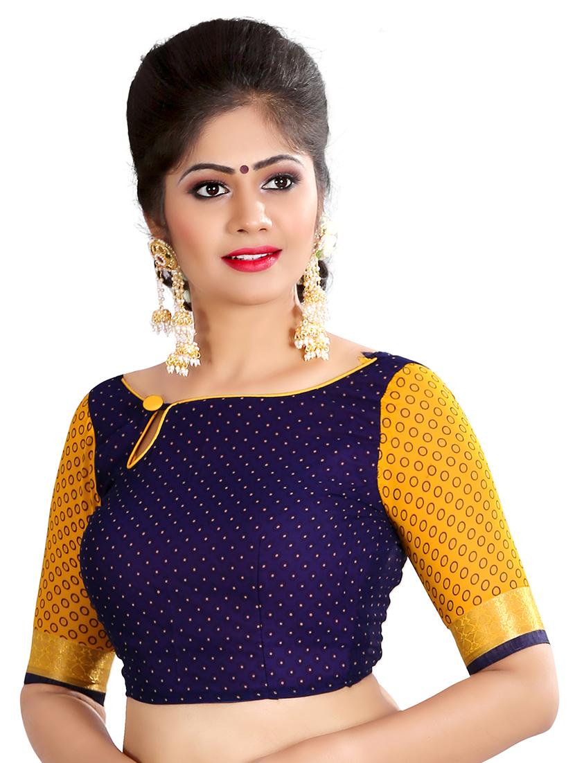 midnight blue woven saree with blouse - 15589589 - Standard Image - 2