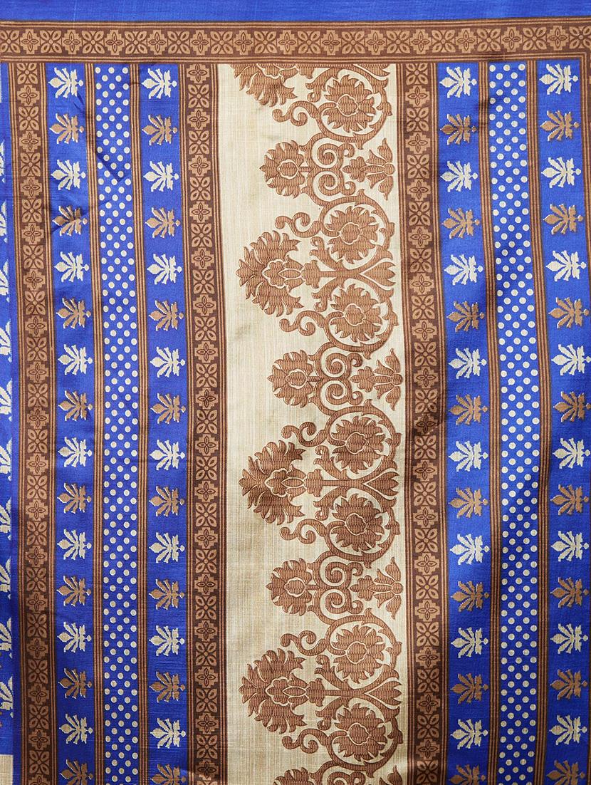 contrast bordered printed saree with blouse - 15589652 - Standard Image - 2