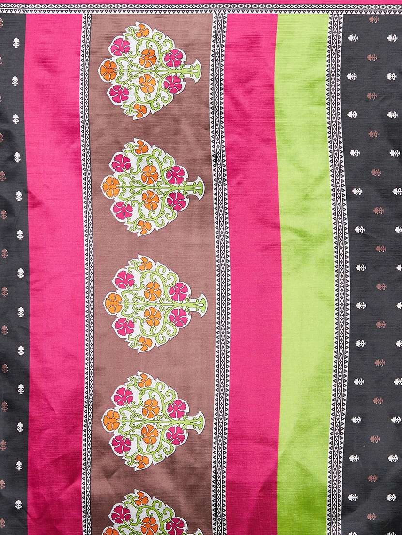 contrast bordered printed saree with blouse - 15589653 -  Standard Image - 2