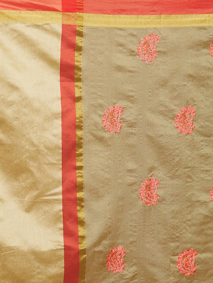 paisley embroidered saree with blouse - 15589672 - Standard Image - 2