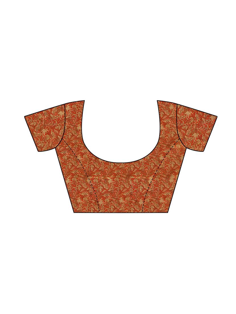contrast bordered printed saree with blouse - 15589713 - Standard Image - 2