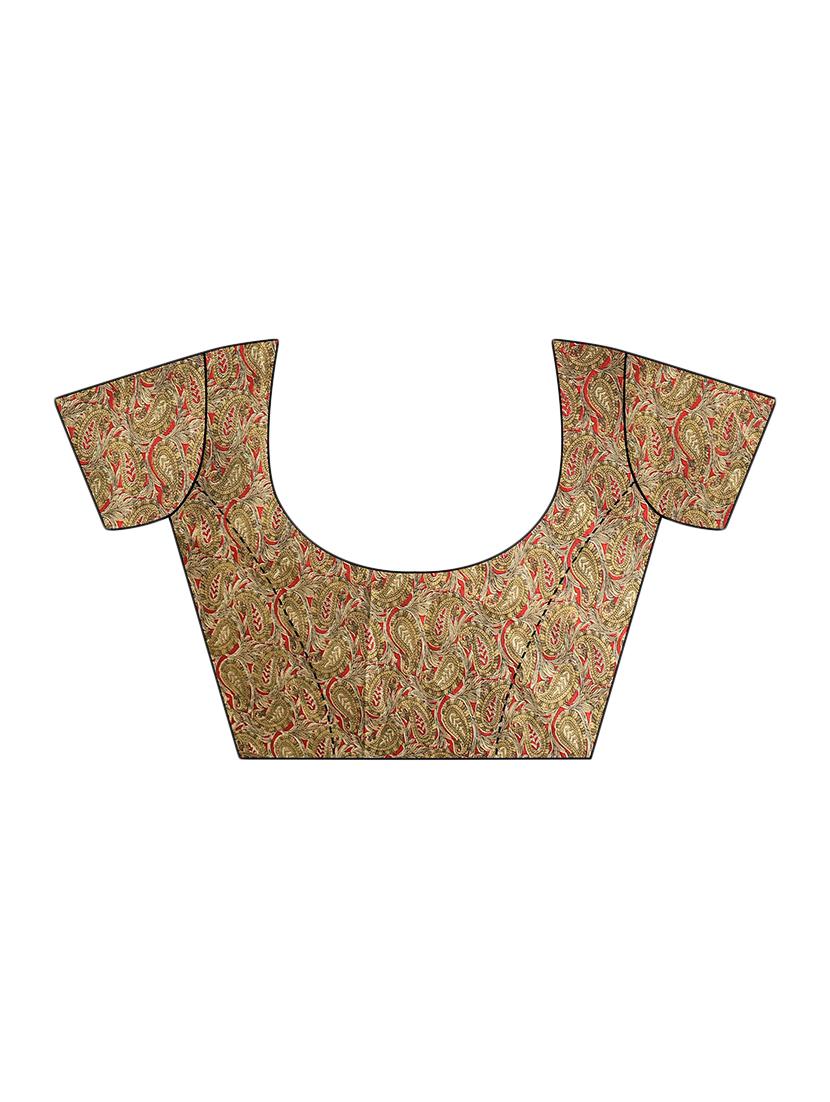 contrast bordered printed saree with blouse - 15589716 - Standard Image - 2