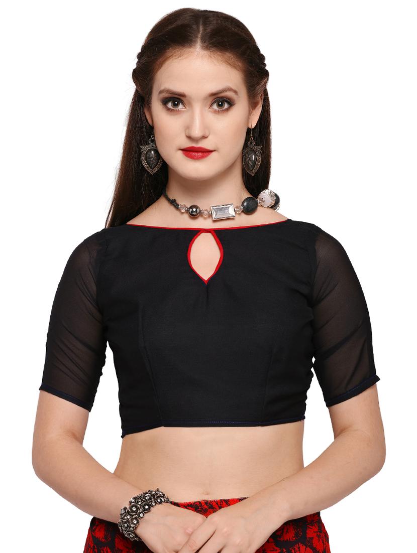 contrast bordered printed saree with blouse - 15589792 - Standard Image - 2