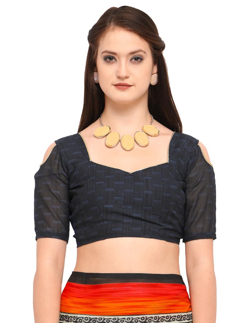 contrast bordered printed saree with blouse - 15589803 - Standard Image - 2