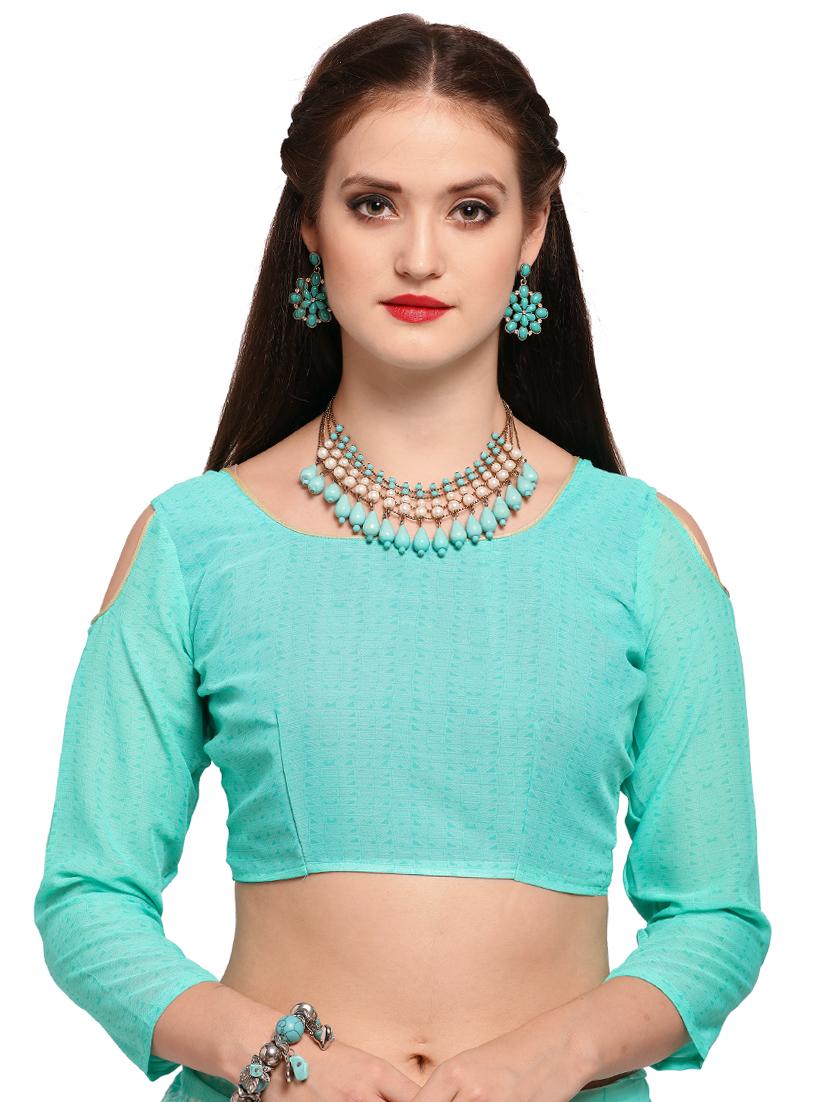 contrast bordered printed saree with blouse - 15589809 - Standard Image - 2