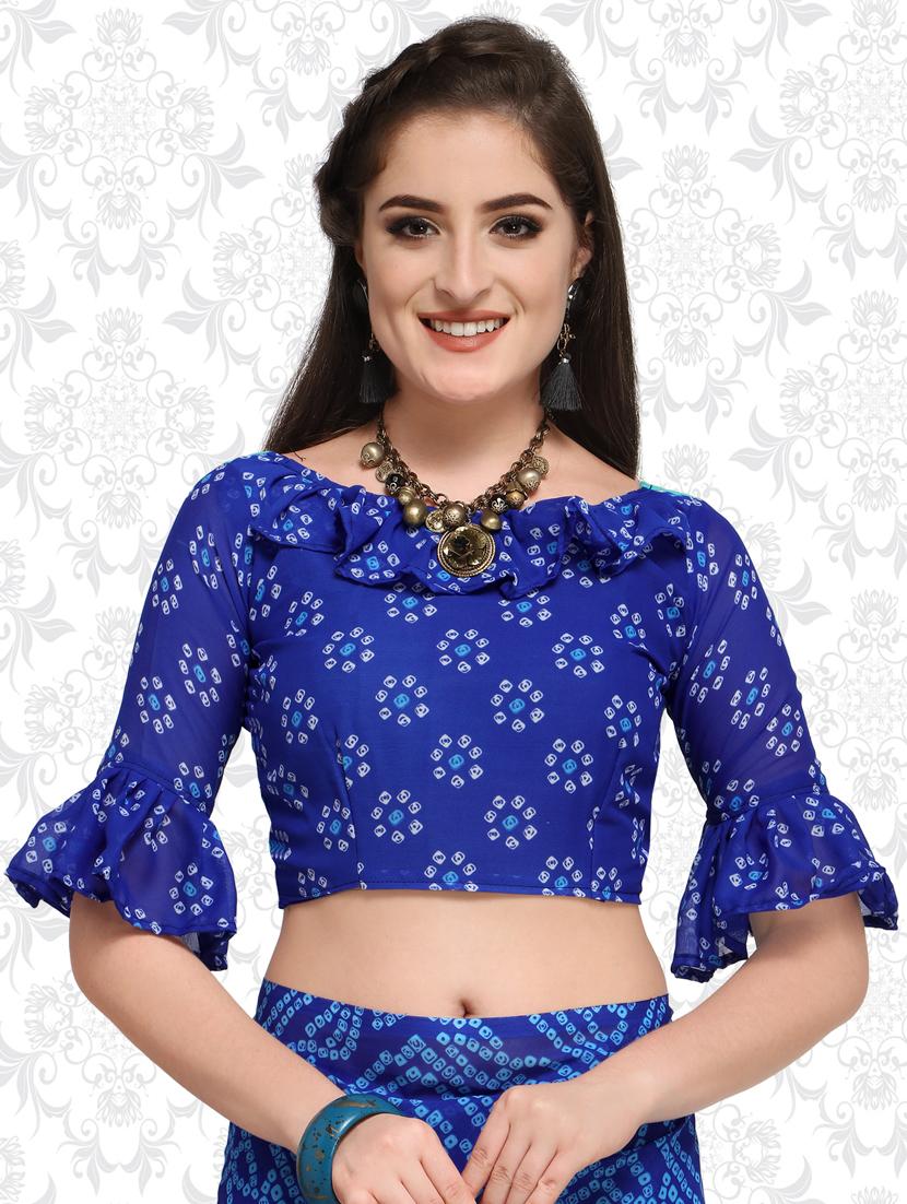 bandhani printed saree with blouse - 15589817 - Standard Image - 2