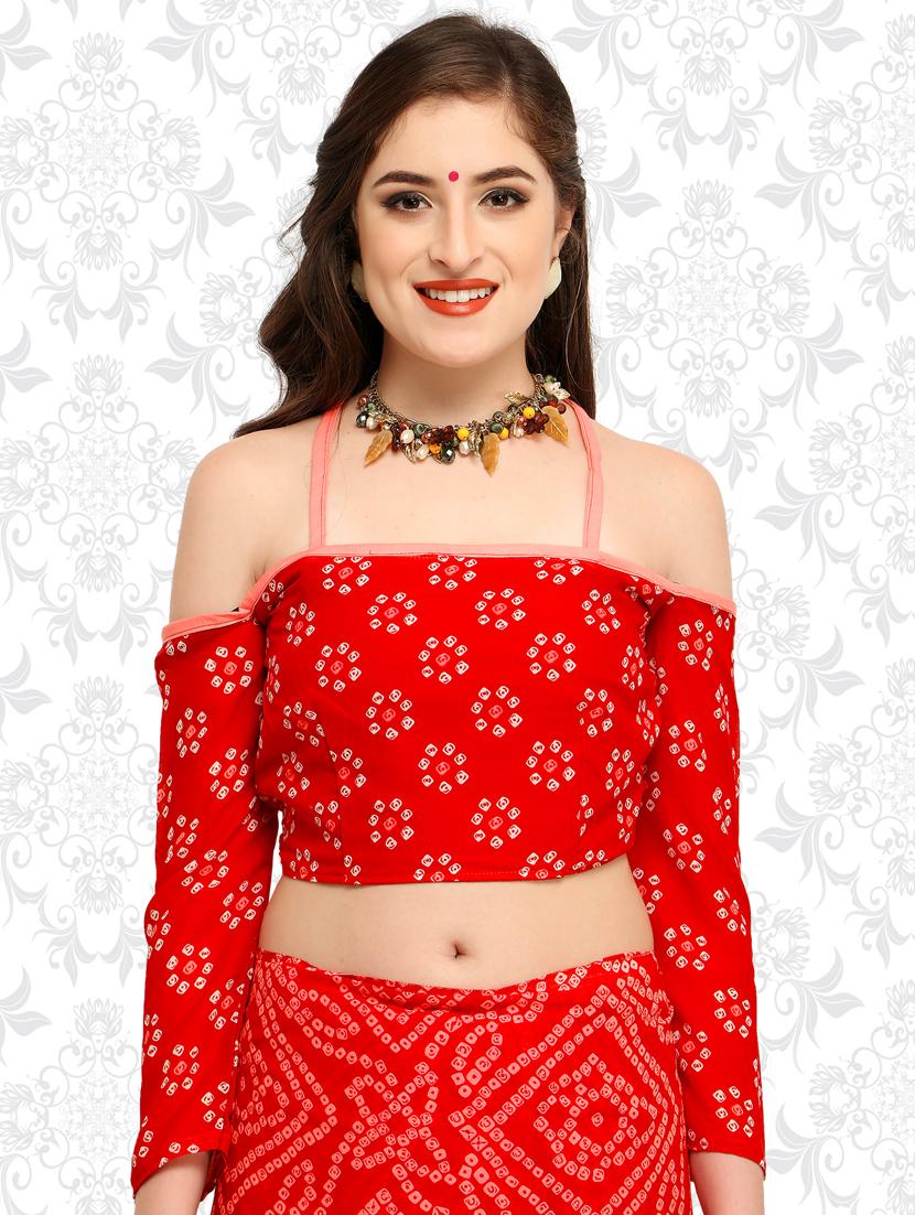 bandhani printed saree with blouse - 15589819 - Standard Image - 2