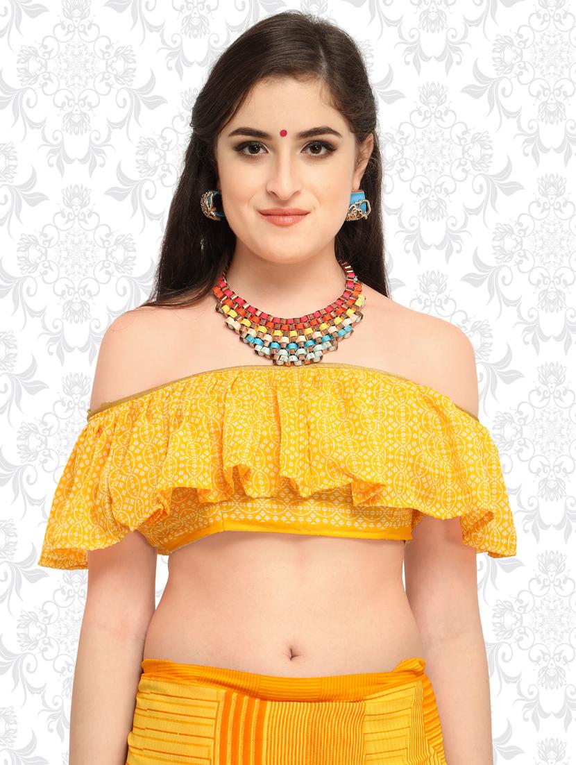 geometrical printed saree with blouse - 15589842 - Standard Image - 2