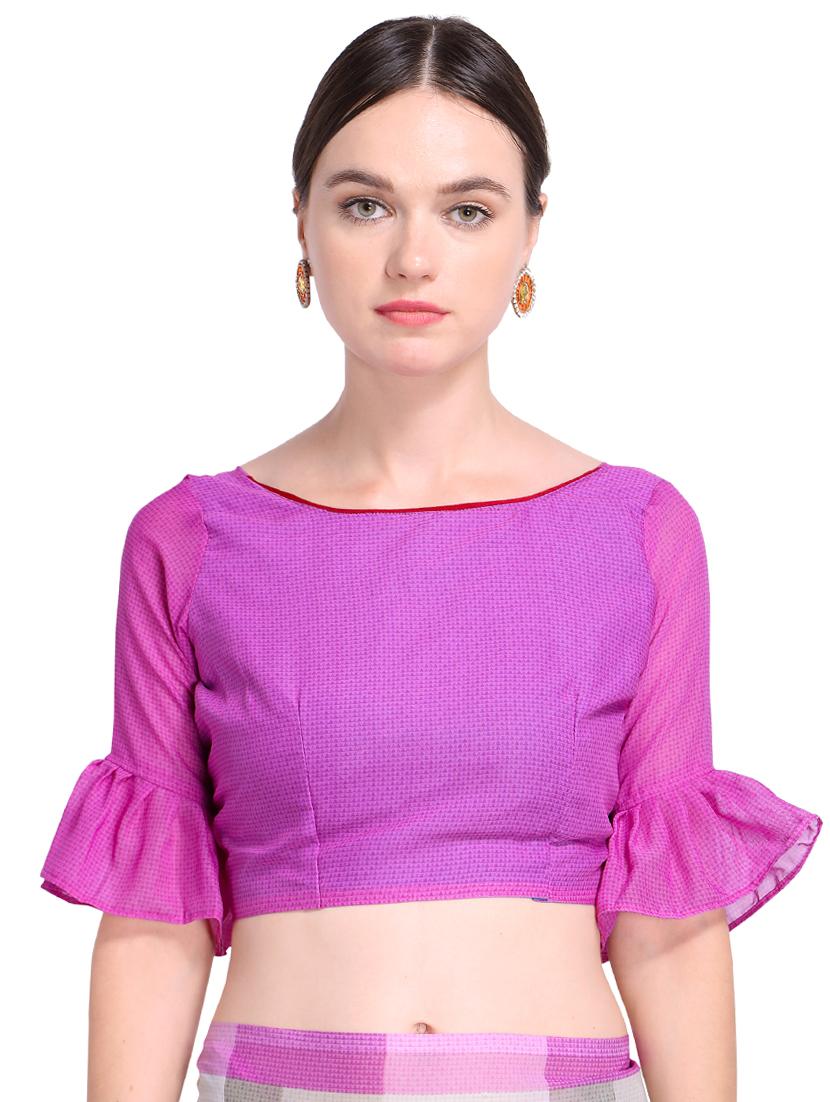 abstract printed saree with blouse - 15589898 - Standard Image - 2