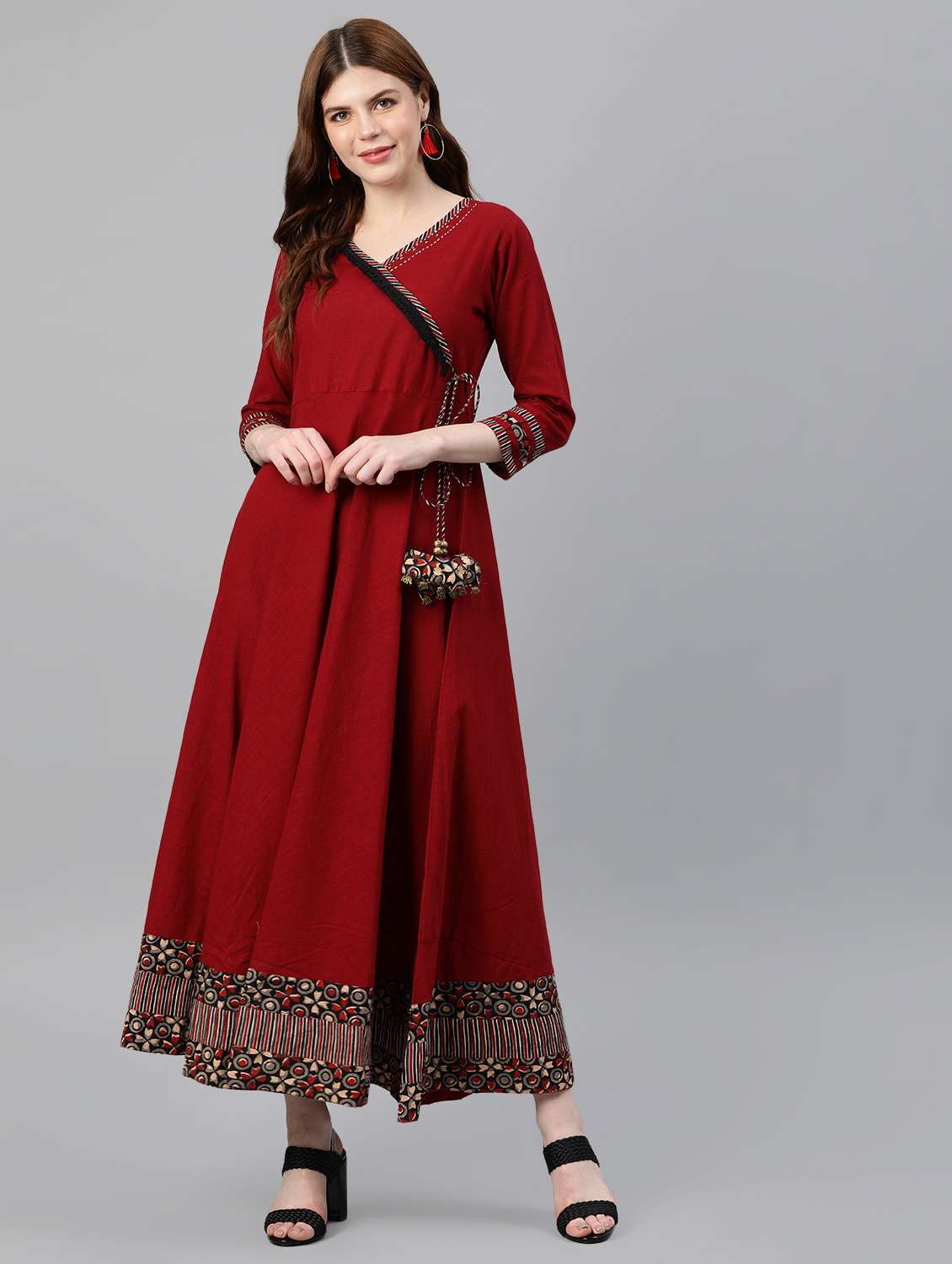 angrakha fringes long ethnic dress