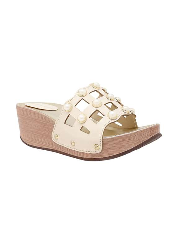 beige platforms wedges