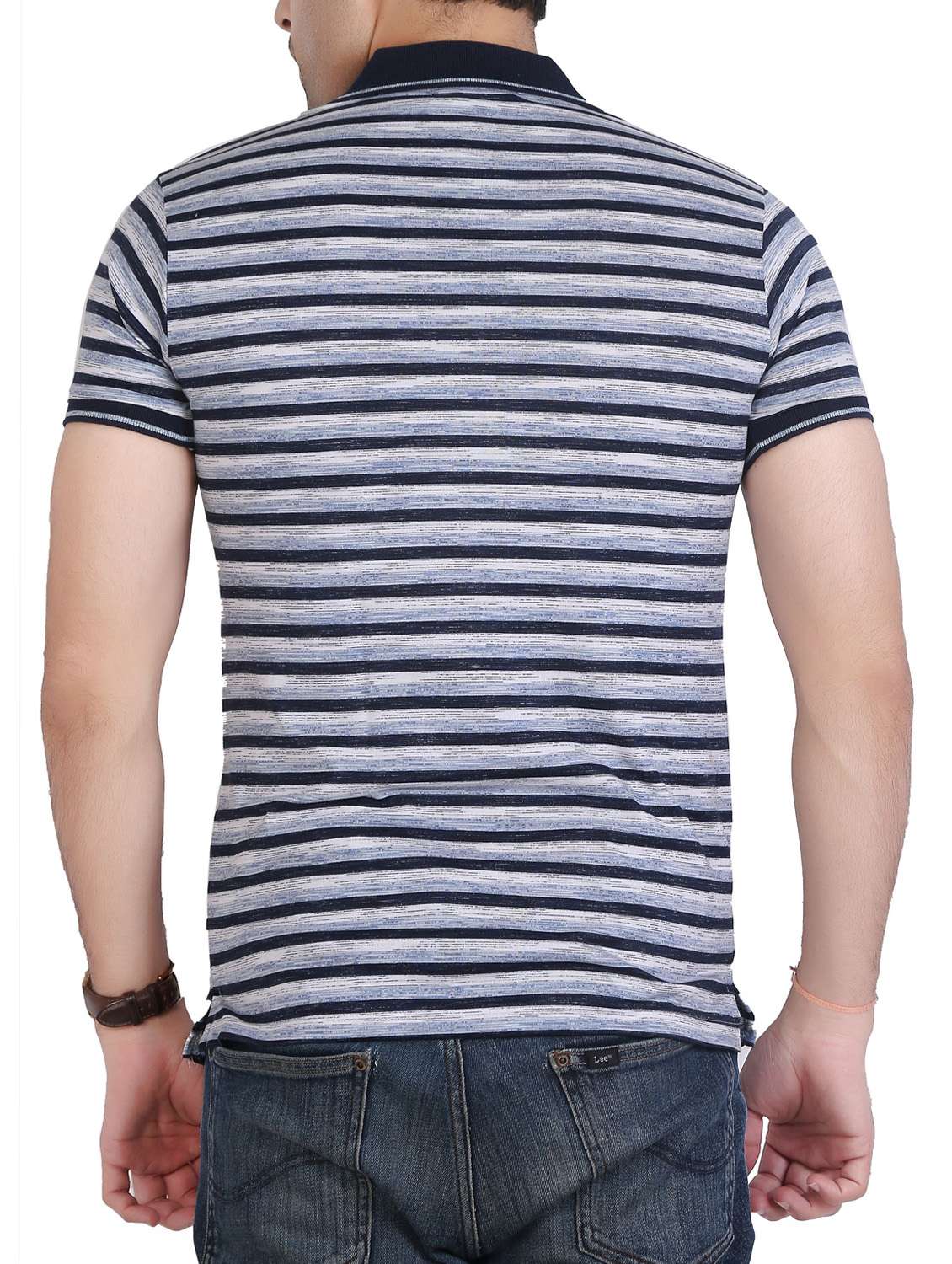 blue striped polo t-shirt - 15604767 - Standard Image - 2