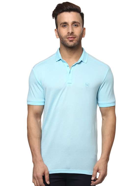 blue polyester polo t-shirt