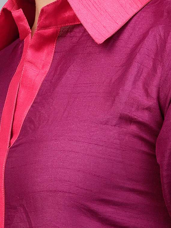 purple straight solid kurta - 15605703 -  Standard Image - 2