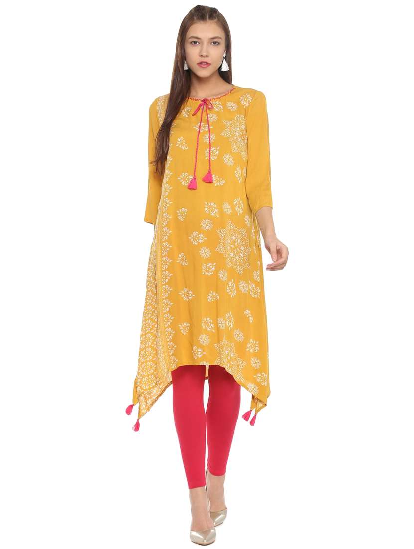 asymmetric printed kurta