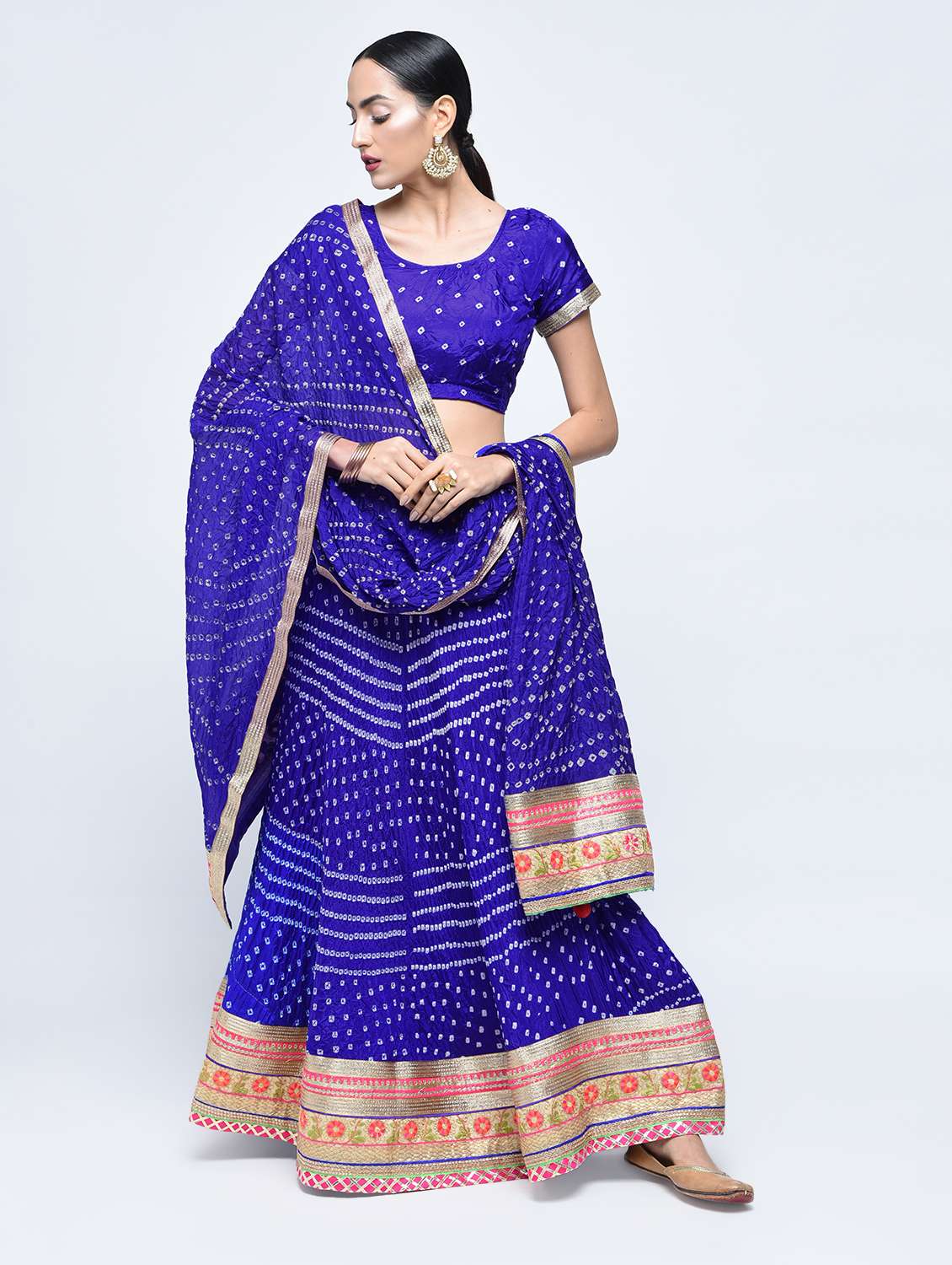 bandhani flared lehenga set