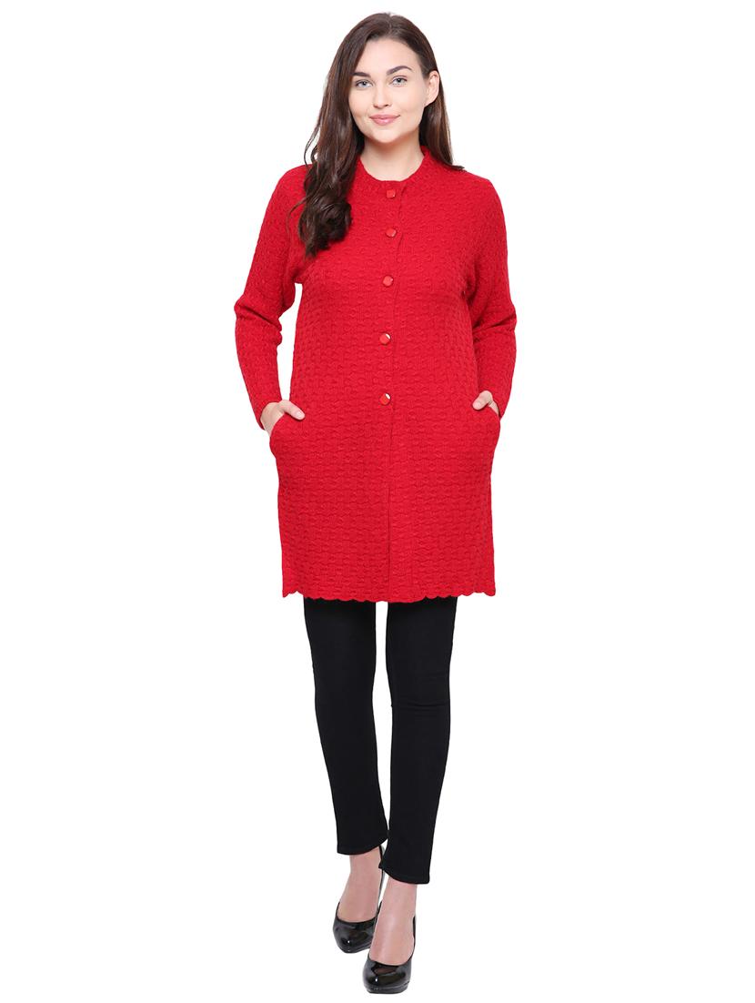 red cable knit cardigan - 15607331 - Standard Image - 2