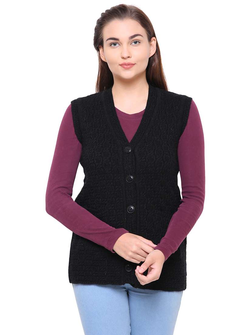cable knit sleeveless cardigan